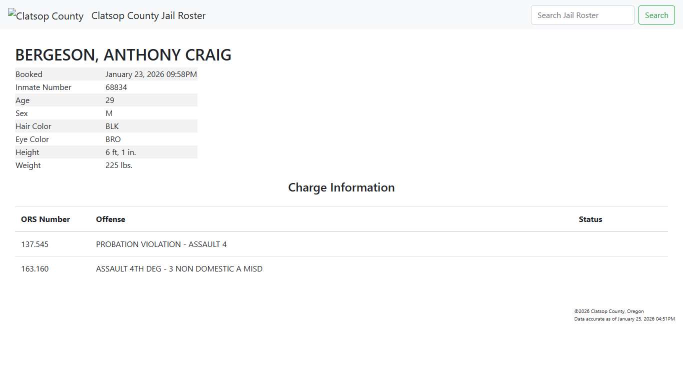 Clatsop County Jail Roster